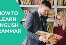 learning English grammar easily as a second language, with the right selection of books in a library