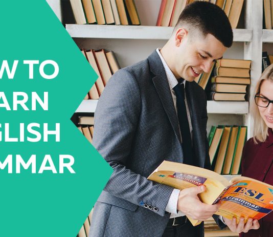 learning English grammar easily as a second language, with the right selection of books in a library