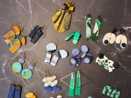 different styles of handmade polymer clay earrings