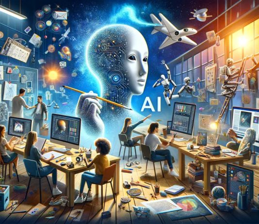 humans in the future using AI tools for content creation