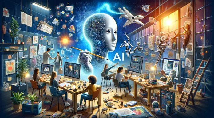 humans in the future using AI tools for content creation