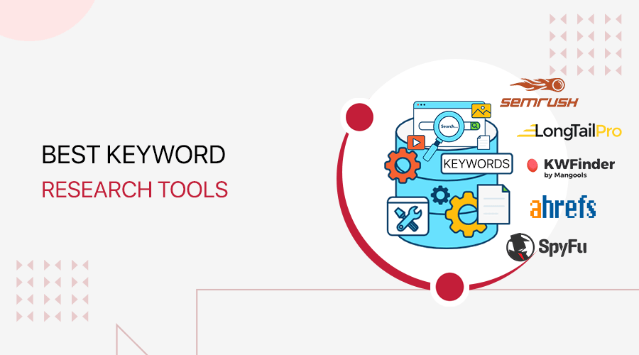 an image showing the names of some of the best keyword research tools