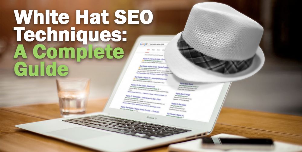 A white hat on a laptop with emphasis on White Hat SEO