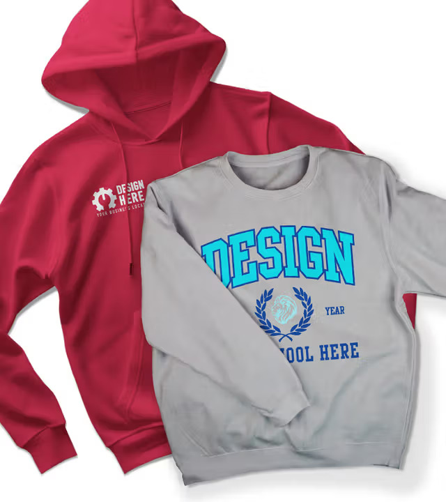 custom hoodie and a sweatshirt